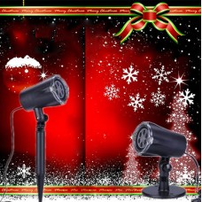 4W AC110V-240V White Snow Flake LED Christmas Projector Moving Ration Lamp with Spike and Base IP44